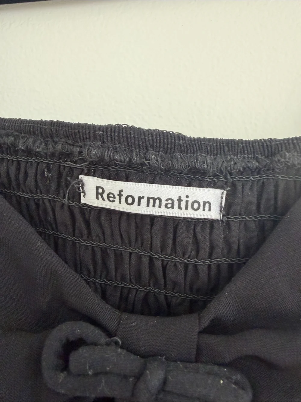 Reformation Black Puff-Sleeve Sweetheart Top